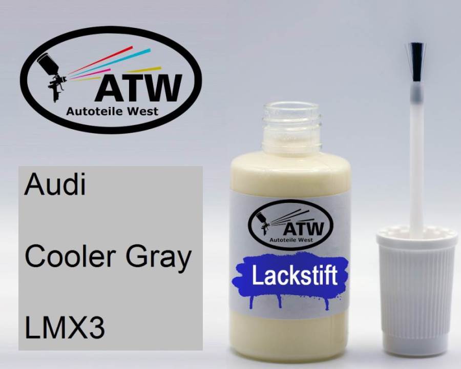 Audi, Cooler Gray, LMX3: 20ml Lackstift, von ATW Autoteile West.